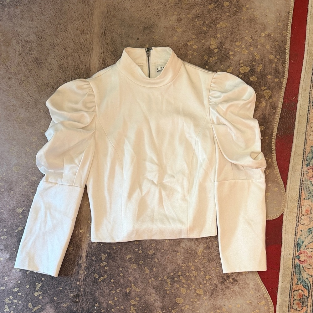 Alice + Olivia Cream Puff Sleeve Blouse